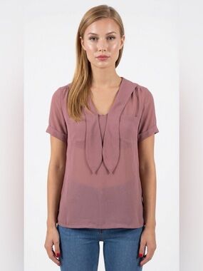 GERARD  MARTIN PINK BLOUSE MARINE TOP SHEER SHIRT VINTAGE CAMISOLE WOMEN SIZE 2